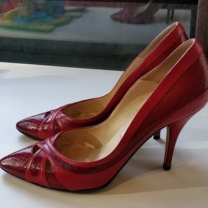 Jimmy Choo Snakeskin cutout pumps